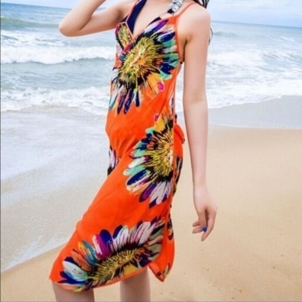 floral beach coverup criss cross